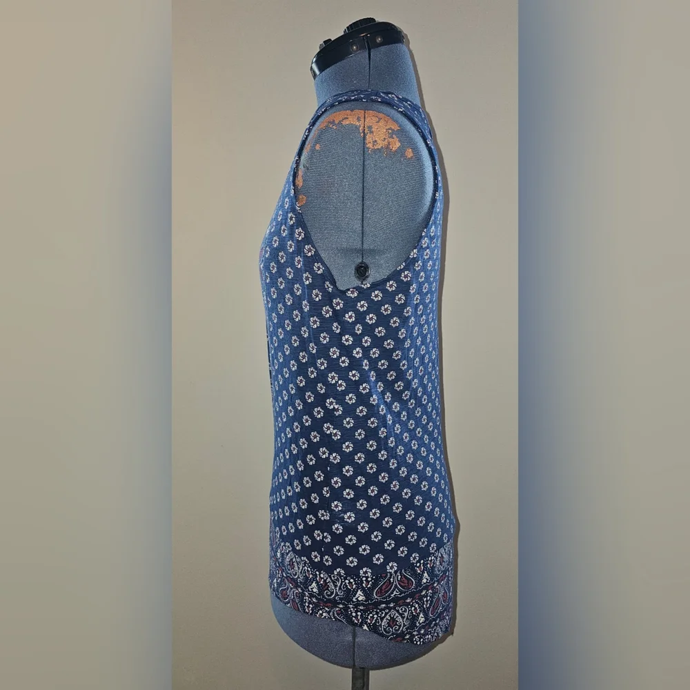 LUCKY BRAND Navy Blue Flowy Pattern Tank Top - Picture 2 of 9